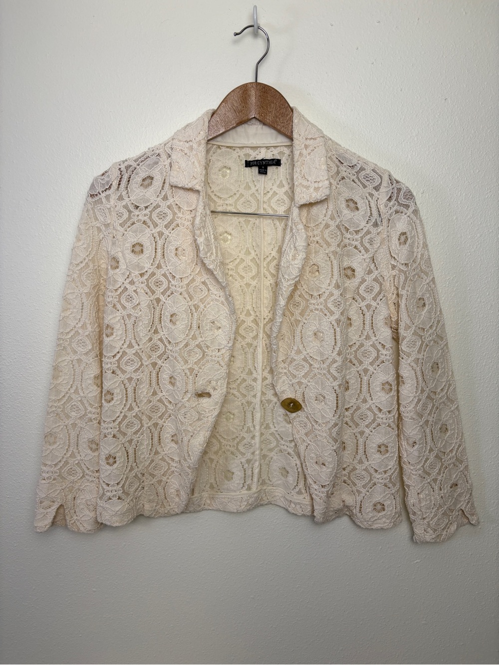 Ivory Floral Lace Blazer Cottagecore Coquette Girl Feminine Romantic